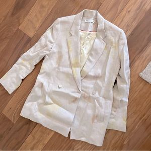 Zara Linen Beige Tie Dye Suit